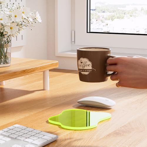 Acrylic Coaster for Desk, Clear Bar Drink Coaster, Clear Cloud Shape Coffee Cup Coaster, Perfect for Tabletop Protection and Accessories Display. - color: Fluorescent Green