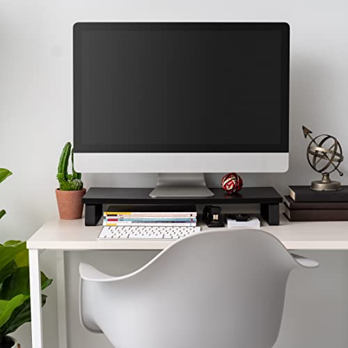 IRIS USA 1-Tier Multi-Purpose Modern PC Monitor Organizer Stand with Metal Legs, Ergonomic Desktop and Countertop Riser for Computer Laptop TV Kitchen Pantry and Closet Organization, Black - color: Black, size: 3.4" H