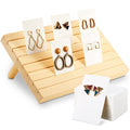Blulu 31 Pack Wooden Earring Display Stand 7 Slots jewelry Display Holder with Earring Card for Selling Vendors Retail Show - color: Wood, White