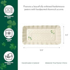 Belleek Shamrock Tray - Fine Parian China White Serving Platter - Handcrafted Appetizer Serving Tray - 12.5 x 6.3 Inches