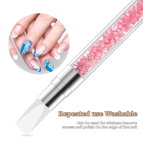 10PCS Nail Art Gel Carving Pen Acrylic Nail Dotting Pen Rhinestone Handle Double-Ended Silicone Nail Art Pen Brushes for Design Nail Foil Carving Drawing and 3D Effect Shaping Drawing Dotting Tools - color: 10 pcs style A