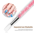 10PCS Nail Art Gel Carving Pen Acrylic Nail Dotting Pen Rhinestone Handle Double-Ended Silicone Nail Art Pen Brushes for Design Nail Foil Carving Drawing and 3D Effect Shaping Drawing Dotting Tools - color: 10 pcs style A