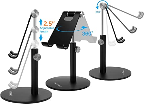 Adjustable Tablet/Phone Stand, AICase Telescopic Adjustable iPad Stand Holder,Universal Multi Angle Aluminum Stand Compatible with iPhone Smart Cell Phone/Tablet/iPad(4-13 inch), Black - color: Black