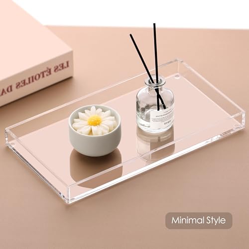 DINGHUO Bathroom Vanity Perfume Tray Acrylic Rectangle Soap Holder for Countertop, Clear Kitchen Sink Organizer for Candle, Jewelry, Keys - 1 Pack - style: Large Acrylic Tray