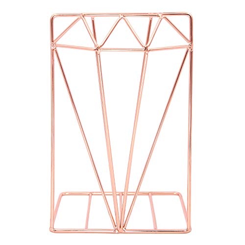 Winterworm Metal Bookends Book Ends Heavy Duty Modern Decorative for Bedroom Library Office School Book Display Desktop Organizer Gift (Diamond Rose Gold) - color: Diamond Rose Gold