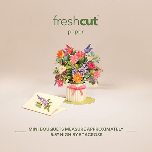 Freshcut Paper Pop Up Cards, Mini Enchanted Garden, 6 Inch Life Sized Forever Flower Bouquet 3D Popup Greeting Card, Birthday Cards, Thank You Card, Blank Notecard & Envelope - color: Enchanted Garden, size: Mini