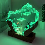 Handmade 3D Ocean Resin Lamp - USB Powered Resin Ocean Night Light with Wooden Base, Variable Lights, Scuba Diver Gifts, Diving Enthusiast Collectibles, Unique Thanksgiving Day and Christmas Gifts - color: Scuba Diver-2, size: L