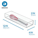 iDesign Clarity Plastic Drawer Organizer, Storage Container for Silverware, Utensils, Kitchen Gadgets in Pantry, Cabinets, Countertops, 4" x 12" x 2" - Clear - color: Clear, style: Pack of 1