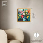 Art Remedy Vase Of Tropical Flowers Framed Flowers In Vase Paintings, 17.5" x 17.5", Gold Frame - color: Gold Frame, size: 17.5"L x 17.5"W