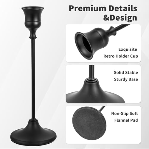 CHILL RECIPE Black Candlestick Holder Tall Taper Candle Holder for Home Decor Table Centerpiece Party Festival Decorations (1 Set 3Pcs) - color: Black, size: 1 Set-3Pcs