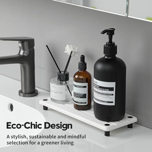 Razborci Instant Dry Sink Caddy Kitchen Sink Organizer, Quick Drying Diatomaceous Earth Stone Sink Tray Sponge Holder Soap Dish, Bathroom Countertop Vanity Dispenser Toothbrush Bottle, White, 10" x 4" - color: 1. White, size: 10" x 4" x 1"