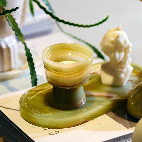 Marble Candle Holder, Empty Tealight Candle Decor Holders, Lime Green - color: Lime Green
