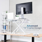 VIVO Desk Converter 32 inch Height Adjustable, MDF Wood Sit to Stand Riser, White, DESK-V000SW - color: White, size: 32"