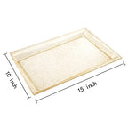 I00000 6 Pack Gold Glitter Plastic Serving Tray, 15" x 10" Crooked Food Trays, Clear Disposable Serving Platter for Parties, Weddings - color: Gold Glitter