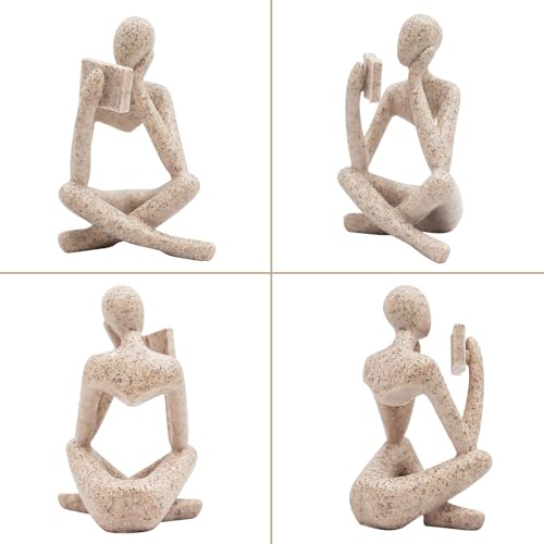 Jinkoozz Gold Reading Women Statue, Thinker Sculptures, Abstract Art Ornament, Modern Aesthetic Figurine Decoration, Suitable for Home Living Room Bedroom Office Shelf Table Desk Bookshelf Decor - color: Right, size: Small