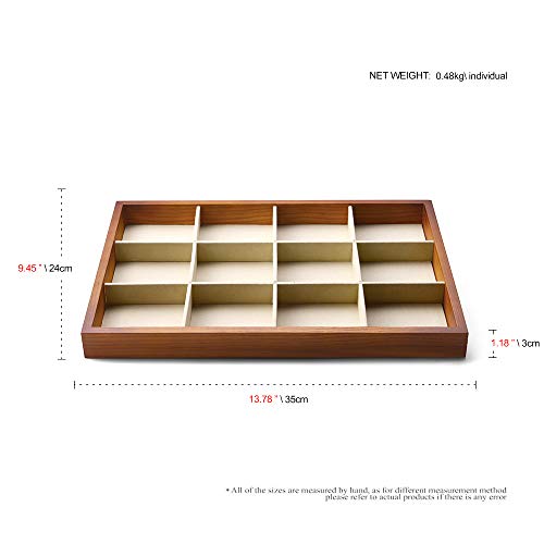 Oirlv 12 Grids Wood Jewelry Organizer Tray Stackable Jewelry Drawer Tray Bracelet/Watch Showcase Display Storage(Creamy-white) - color: Creamy-white 12 grid tray
