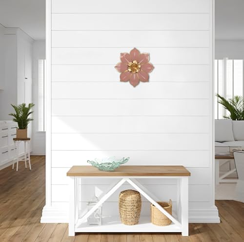 10" Metal Flowers Wall Decor, Pink & Gold 3D Floral Metal Wall Art Decor for Inoor & Outdoor Use, Vintage & Modern Walls Arts for Bathroom, Living Room, Bedroom, Office, Garden, Patio, Porch, 1 Piece - color: # 1 Pink