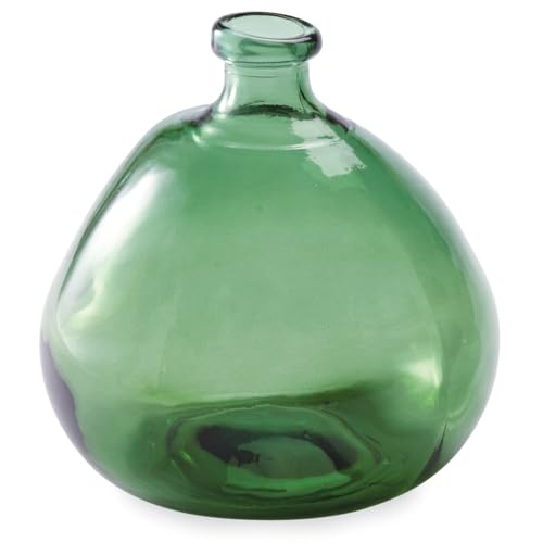 Mud Pie Recycled Green Spanish Rounded Small Glass Vase 7.5" x 6.5" Dia - size: 7.5" x 6.5" diameter