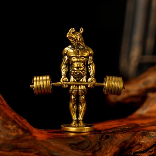 CHOVY 100% Solid Brass Bodybuilding Rhino Sculpture - Handcrafted Weightlifting Animal Statue, Vintage Gym & Fitness Decor, Masculine Office Desk Art, Unique Gift for Bodybuilders & Collectors - style: Fitness Rhino