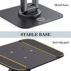 OCYCLONE iPad Stand, 360° Rotating Adjustable Foldable iPad Tablet Holder for Desk Compatible with Kindle Tablet iPad 4" - 15.6" Portable Monitor Stand, Black