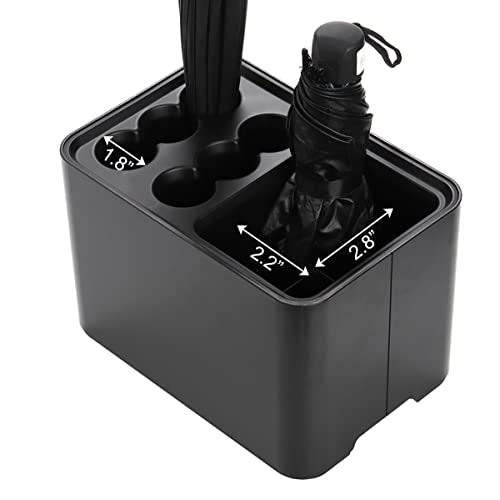 Elsjoy Black Umbrella Stand, Entryway Umbrella Organizer, Compact and Efficient with Removable Drip Tray, Holds 10 Umbrellas - color: Black