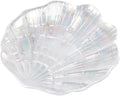 Glitter Glass Jewelry Dish Tray Sparkle Iridescent Seashell Shell Soap Dish Jewelry Organizer for Women Girls Jewelry Trays Jewelry Boxes and Organizers