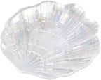 Glitter Glass Jewelry Dish Tray Sparkle Iridescent Seashell Shell Soap Dish Jewelry Organizer for Women Girls Jewelry Trays Jewelry Boxes and Organizers