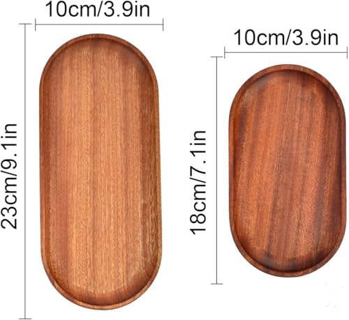 2 Pack Solid Wood Serving Platters and Trays of Natural Wood with Edge,Rectangular Avoid Sliding and Spilling Food (Walnut Trays x 2Pack) - color: Walnut Trays 2pack