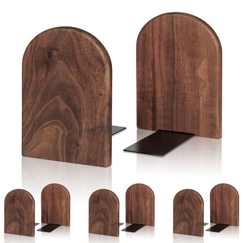 Book Ends,4 Pair Large Bookends Wood Book Ends Universal Economy Bookend (4, Large) - size: Large