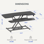 FLEXISPOT 40" Wide Standing Desk Converter Sit to Stand up Riser Height Adjustable Computer Workstation with Spacious 2-Tier Desktop, Black - color: Black, size: 40" 1pc