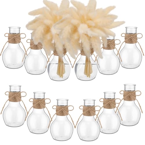 Bokon 12 Pcs Plastic Bud Vases in Bulk for Table Centerpieces, 4.7in Hyacinth Avocado Growing Bud Vase Bulk, Small Flower Bulb Plant Containers for Wedding Room Table Decorations (Mini Bulb Style) - style: Mini Bulb Style