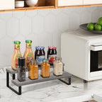 YINMIT Wooden Display Riser Stand, Tiered Perfume and Cologne Organizer Stand, 2 Tier Spice Rack Organizer, Rustic Display Shelf for Candles (2 Tier,Grey) - color: 2 Tier,Grey