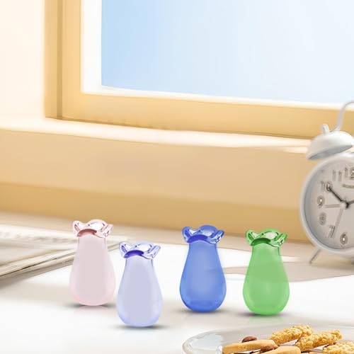 4Pcs Mini Flower Vase Cat Whisker Holder for Decor, Tiny Vase Mini Vase Decorations Cat Memorial Gifts for Dog or Cat, Hair Keepsake Micro Landscape Ornament Supplies - color: 4pcs-multicolor