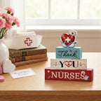 Smile Nurses Month Wooden Tabletop Decor Thank You Nurses Desktop Plaque with Heart & Stethoscope Indoor Home & Office Decor - Nurse Appreciation - style: Nurse
