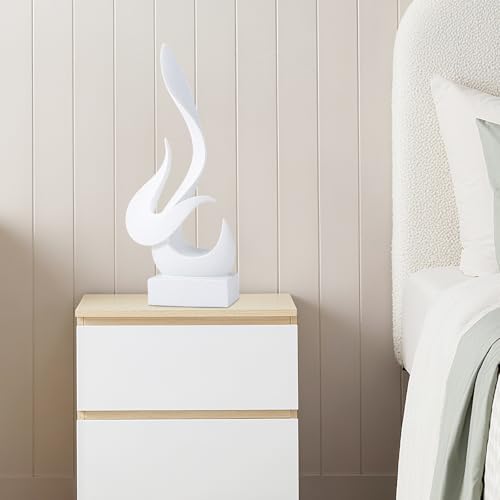 Modern Flame Statue Decor Flame Statue Resin Abstract Art Figurines Sculptures Centerpiece for Home Living Room Stand Coffee Table Office Decor (White-B) - color: Medium White-b