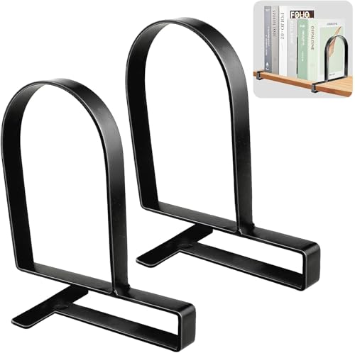 AJART Book Ends for Shelves: Black Heavy Duty Bookends - Metal Clamp Book Organizer Storage Holders (Matte Black) - color: Matte Black