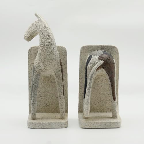 Lukitas Abstract Horse Decorative Bookends Heavy Duty, Modern Minimalist Nordic Ornaments for Office Home Bookshelf Decor, Resin 11'' - color: Abstract Horse
