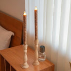 Flameless Taper Candles Flickering with Remote and Timer, 3D Moving Flame Taper Candle Battery Operated to 400 Hours, 9 Inch Window Candles, (Bark) - color: Bark