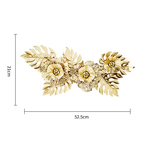 Flower Leaves Metal Wall Decor, Hollow Out Wall Sculpture Creative Luxury Iron Hanging Artwork for Office Home Decorations Party Living Room, Aureate - color: Aureate