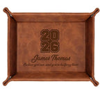 Personalized PU Leather Valet Tray Class of 2026 Graduation Gift with Engraved Name for Men, Boyfriend, Custom Graduation Tray Leather Dresser Organizer for Him & Her, Engraved Catchall Gift - style: Graduation