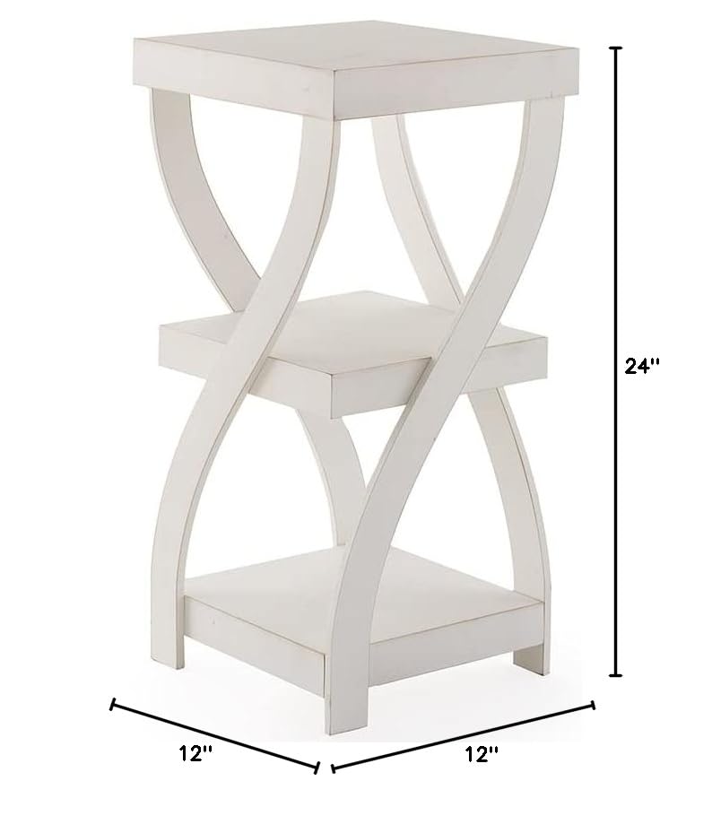 The Lakeside Collection Distressed Twisted Wood Accent Table - Distressed White - color: Distressed White