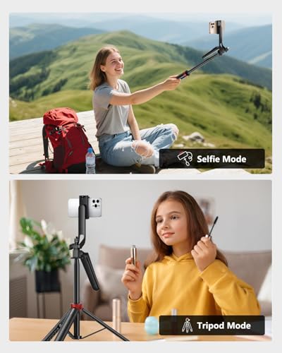 Aureday 72" Phone Tripod and Selfie Stick, Cell Phone Tripod Stand with Wireless Remote & Extendable Phone Mount for Travel/Selfie/Recording/Vlogging, Compatible with iPhone/Android/Camera - size: 72in