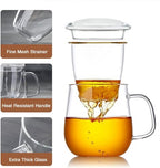 DOPUDO Glass Teacups 2 Pack Glass Tea Cup with Infuser and Lid, 17.6oz/520ml Large Borosilicate Teacup,Tea Clear Mug Cup for Loose Leaf Blooming Tea, Microwave & Dishwasher Safe. - size: 2 Count (Pack of 1)