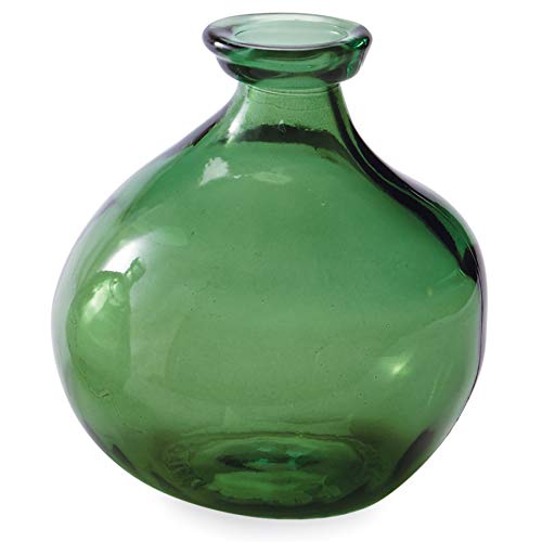 Mud Pie Recycled Green Spanish Rounded Small Glass Vase 7.5" x 6.5" Dia - size: 7.5" x 6.5" diameter