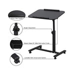 Bed Desk Adjustable Overbed Bedside Table Rolling Laptop Tray Desk Cart Height Portable Mobile Sit Stand Table Tilting Hospital Bed with Wheels - color: Black