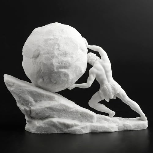 Veronese Design 8 1/8 Inch Sisyphus Pushing The Eternal Boulder Resin Statue Marble White Finish Home Decor Sculpture Greek and Roman Collectible - color: Marble White Finish