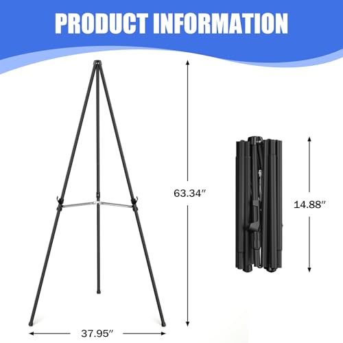 Easel Stand for Sign,63" Portable Metal Easel Stand for Wedding Sign,Adjustable Folding Art Easel for Display with Portable Bag(Black,2 Pack) - style: 2 pack