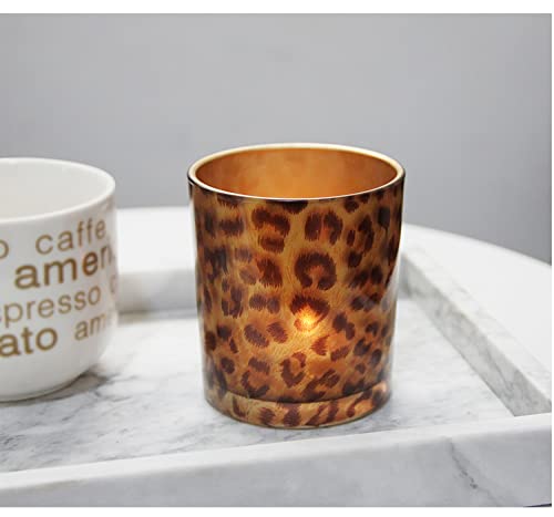 2 Glass Tealight Holder Votive Candle Holder Cups for Christmas Valentines Day Decoration Leopard Print Cheetah Tea Light Candle Holders for Home Decor Table Décor, Women Bedroom Tea Light Holder - color: Quantity 2