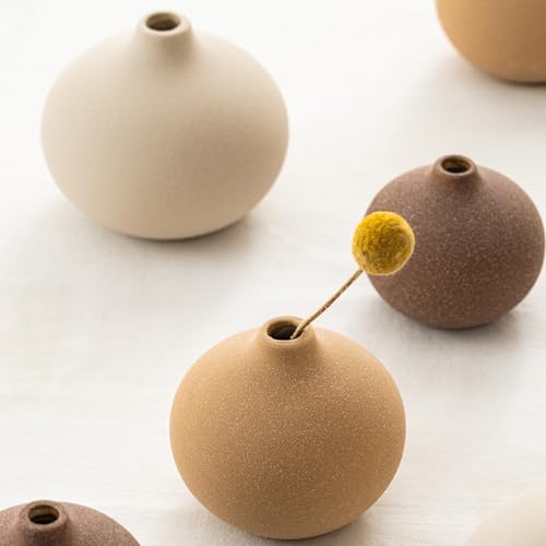 Ceramic Vase Set of 3, Bud Vases for Modern Farmhouse Home Decor, Cute Vases, Small Flower Vases for Dining Table Centerpieces,Living Room,Shelf,Mantel and Entryway Display - color: Multicolor-01