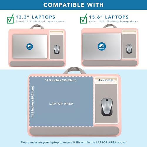 LAPGEAR Home Office Pro Lap Desk with Wrist Rest, Mouse Pad, and Phone Holder - Pink - Fits up to 15.6 Inch Laptops - Style No. 91604 - color: Blush Pink, size: Home Office Pro W/Wrist Rest